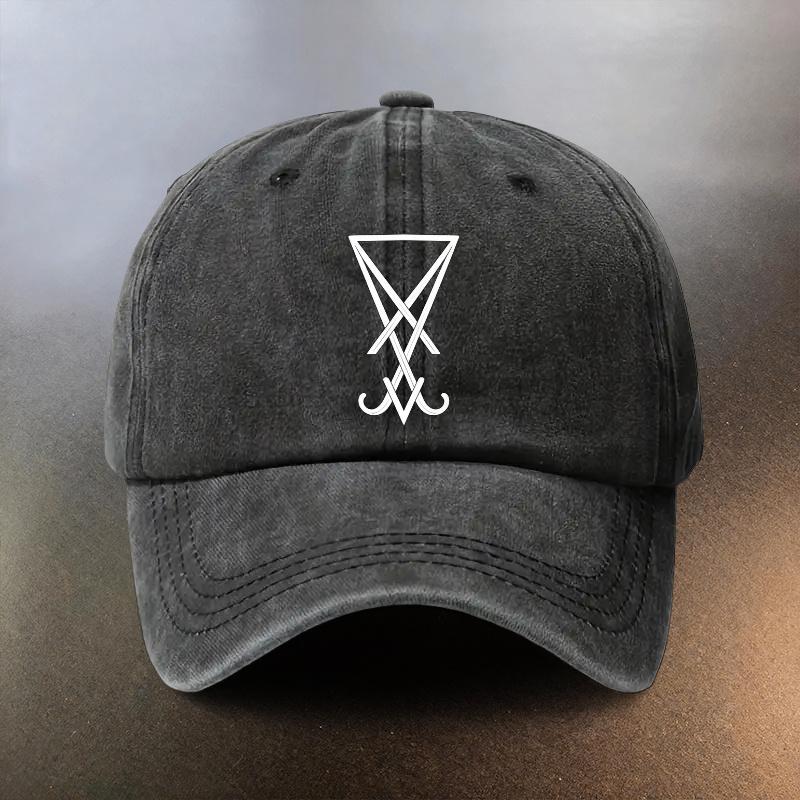 A Vintage Washed Hat with LuciferS Sigil a Baseball Cap for Daily Outings To Block The a MustHave Fashionable CoupleS Hat