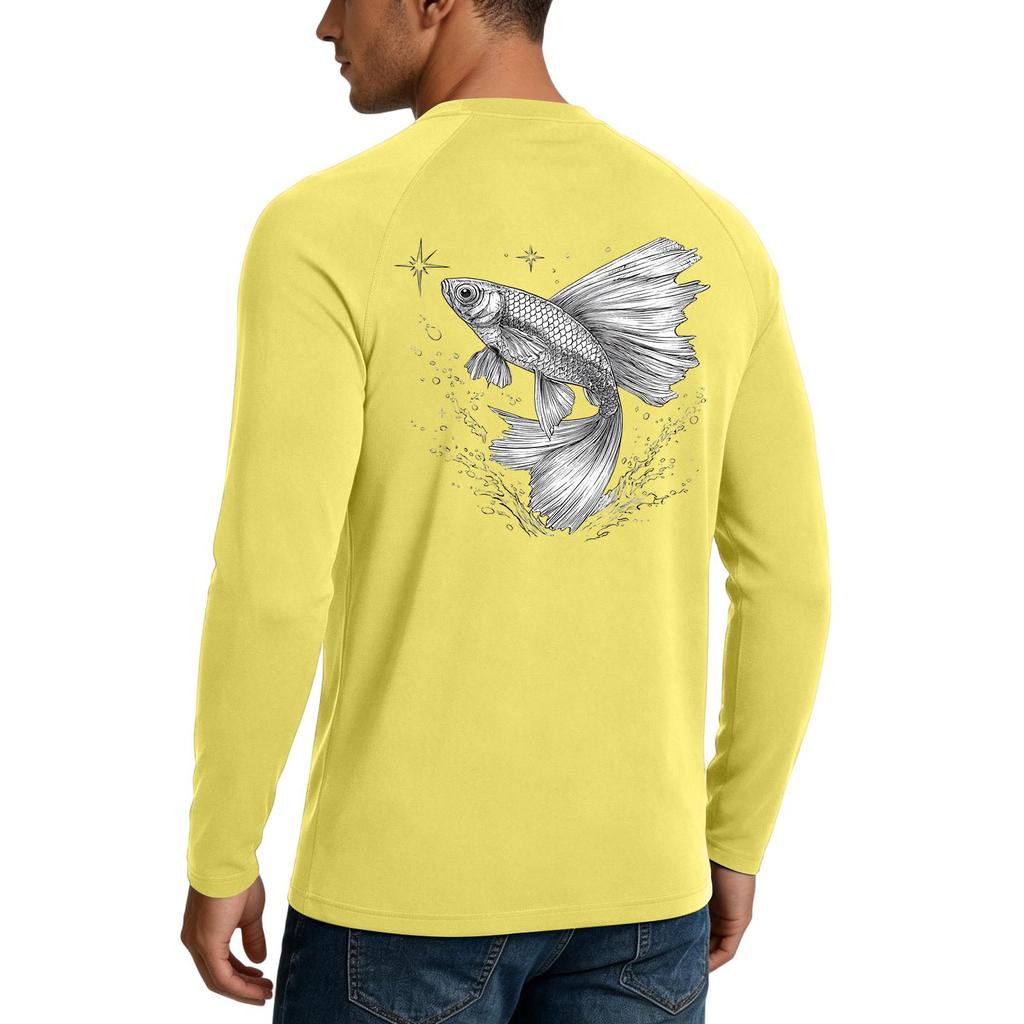 Men's UPF50+ Sun Protection Shirt Long Sleeve Lightweight Stretch Outdoor Fishing Sports Top Quick Dry Breathable Fabric