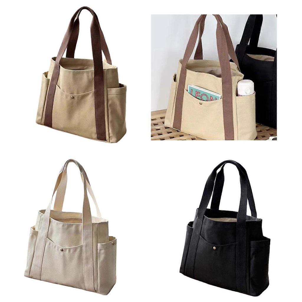 Fashionable Shopping Bag Canvas Bag For Women Convenient Handbag Large Capacity Book Bag For Student And Professional Beige