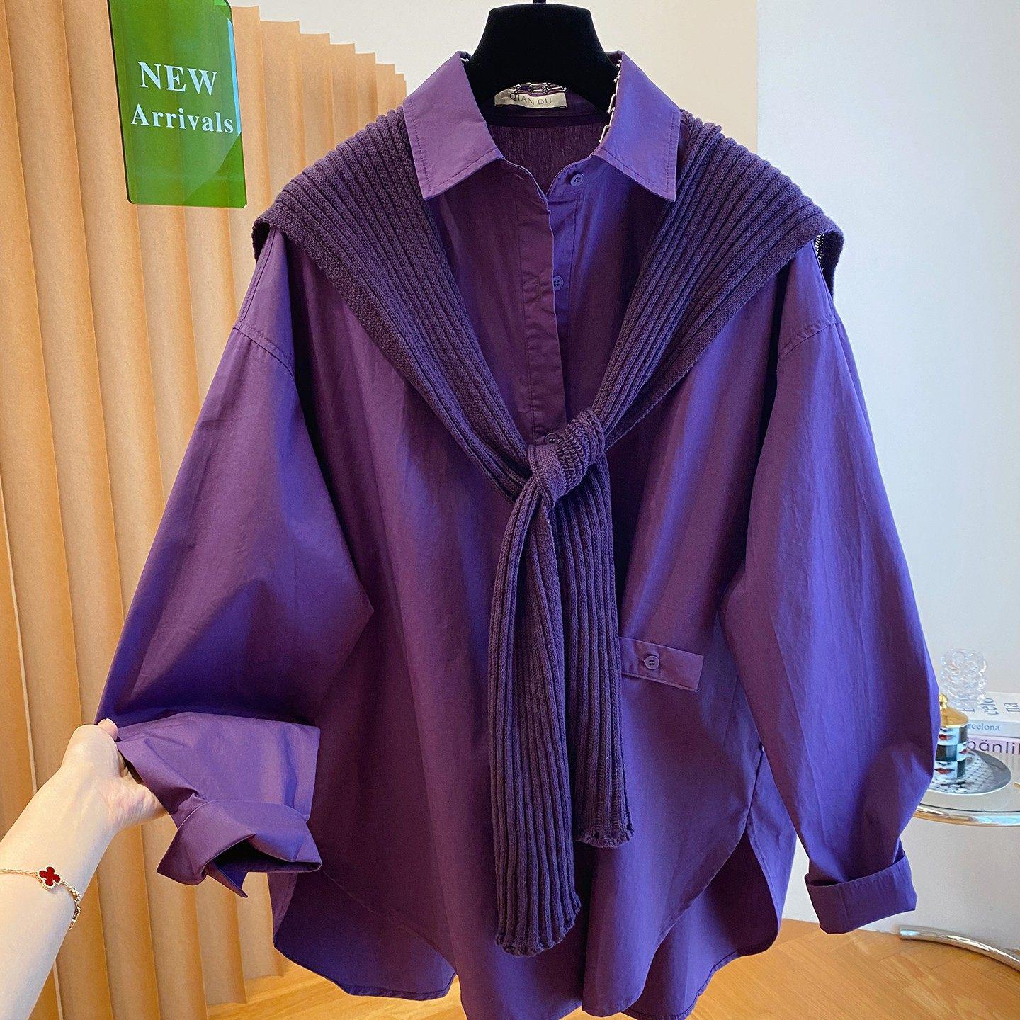 

High-end Plus Size Patchwork Shawl Shirt - Women s Trendy Long Sleeve Lapel Design for Spring and Autumn Small