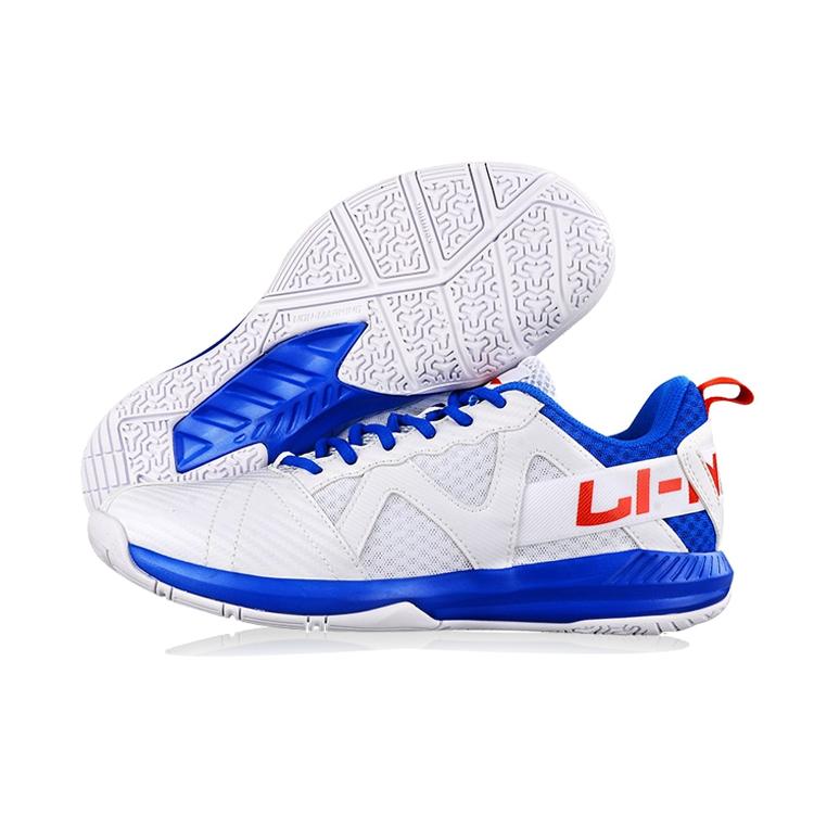 New LiNing Cushioned Anti Slip Wear Resistant Breathable Lightweight Low Top Running Shoes Men's White Blue AYTQ023-1