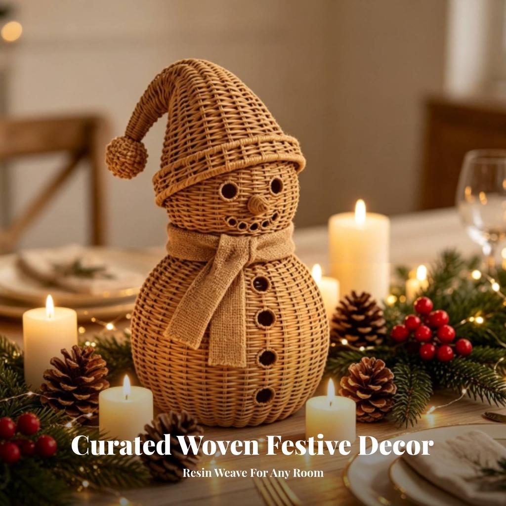 Figurine Bonhomme de Neige en Résine Ornements Cosy Détaillés pour Étagère