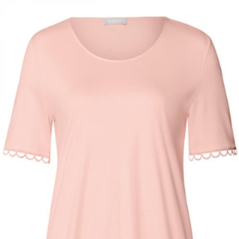 Hanro Cotton Short Sleeve Pajama Set 74810 Pink Blaze