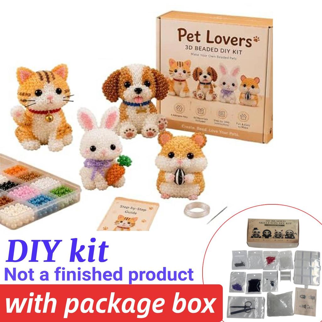 3D Beaded Gnome DIY Beading Craft Material Kit Set DIY Cute Animal Dwarf Bead Craft Set NO/with Box (Not a Finished Product)