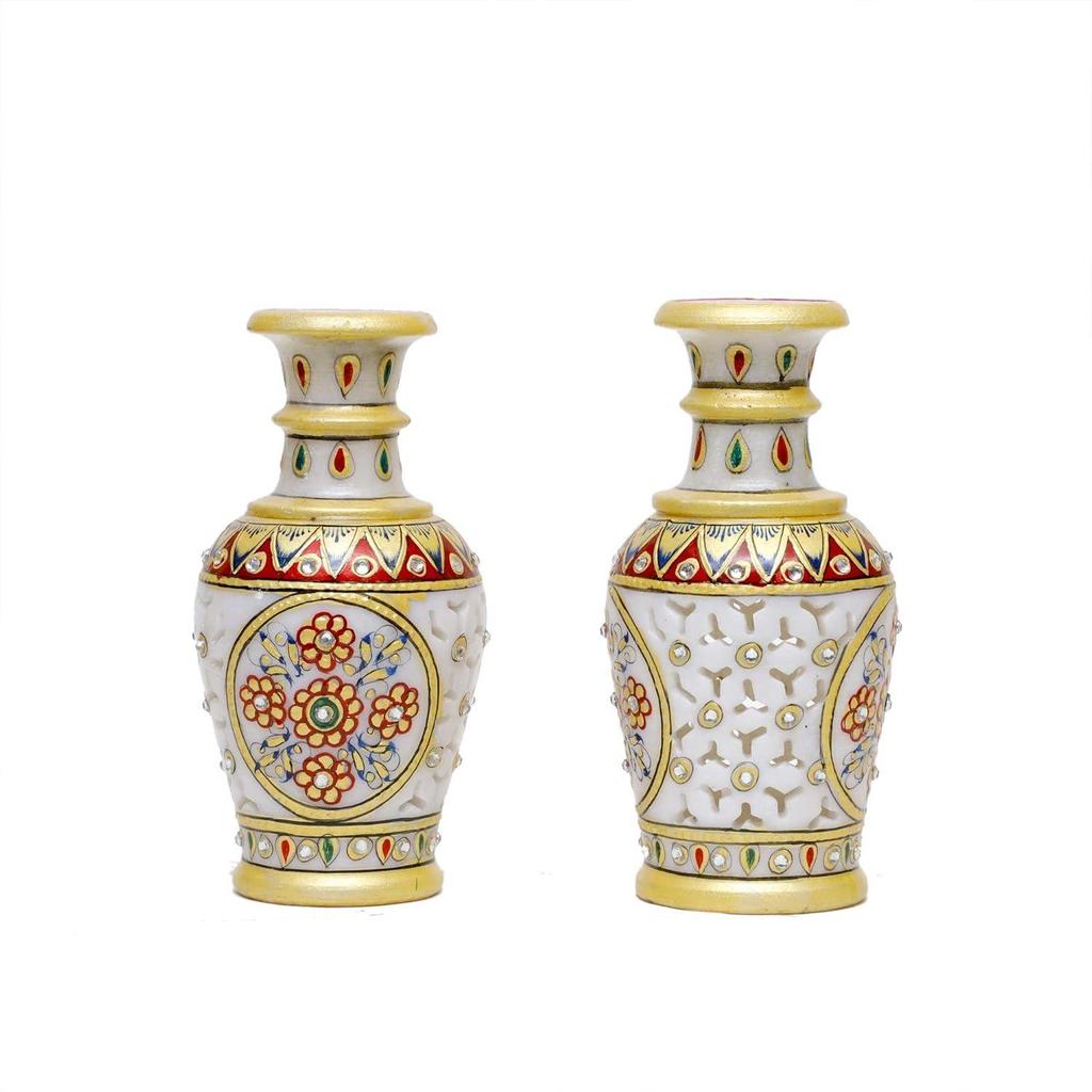 Designer Dekorative Marmor Blumenvase | Runde Form Blumendesign Prunkstück Vasen für Heimdekoration