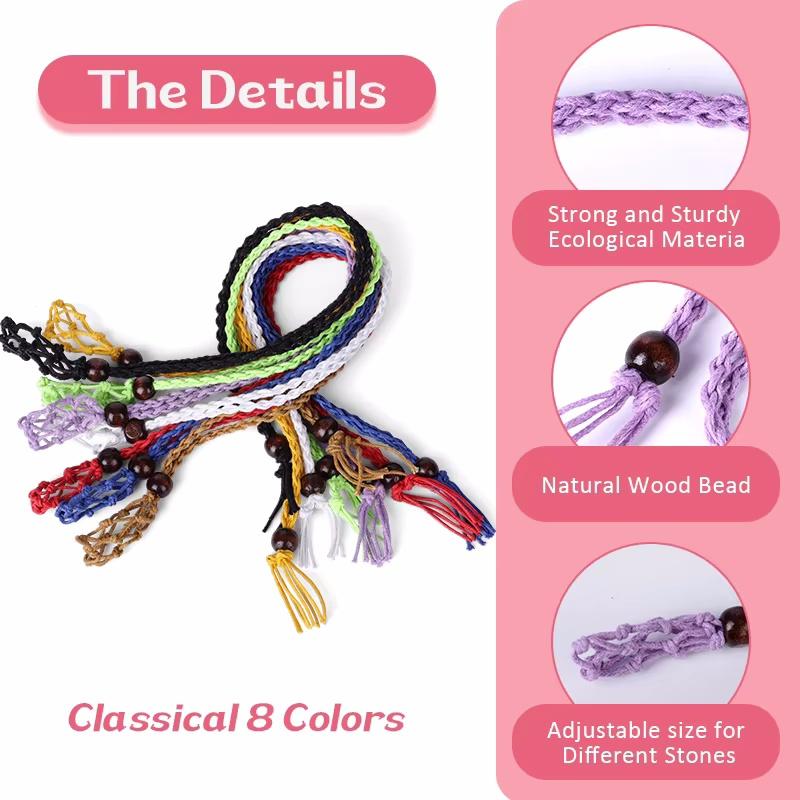 1PCS Crystal Cage Necklace Holder Adjustable Length Empty Stone Pendant Holder Hand-Woven Necklace Cord for DIY Jewelry Making