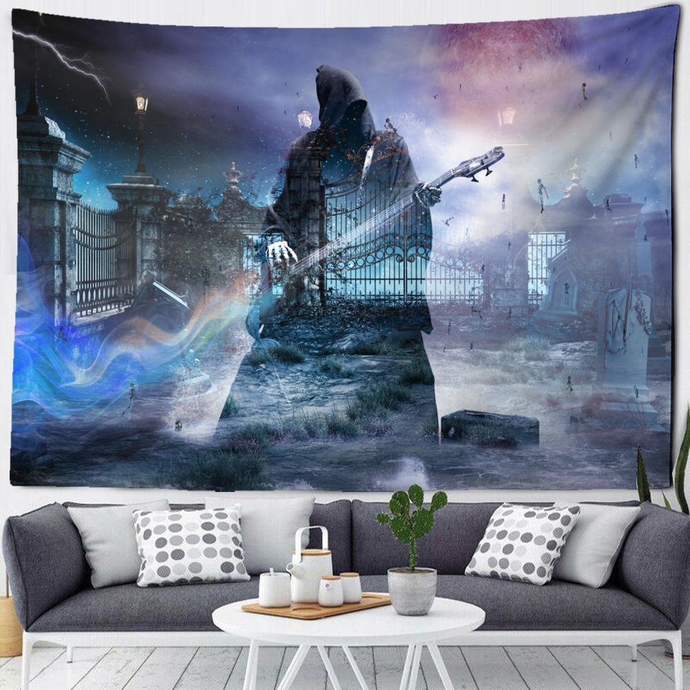 Home Decor Halloween Tapestry Wall Hanging Pumpkin Lantern Festive Atmosphere Hippie Witchcraft Decoration 230x180cm tapiz