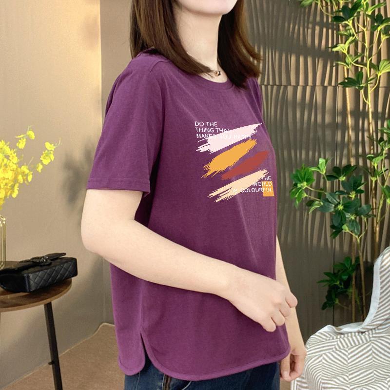 

Women s Slimming Printed Short-Sleeve T-Shirt - Age-Reducing, Versatile Summer Top for Middle-Aged & Elderly Moms M