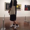 South Korea Ins Style British Museum Letter Print Thin Cotton Grey Cloth Bag Simple All-matching Shoulder