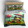 "Chill Frog Paradise Vibes" Bedding Sets Duvet Covers Pillowcases(1* Duvet Cover 2* Pillowcases Without Duvet Insert)