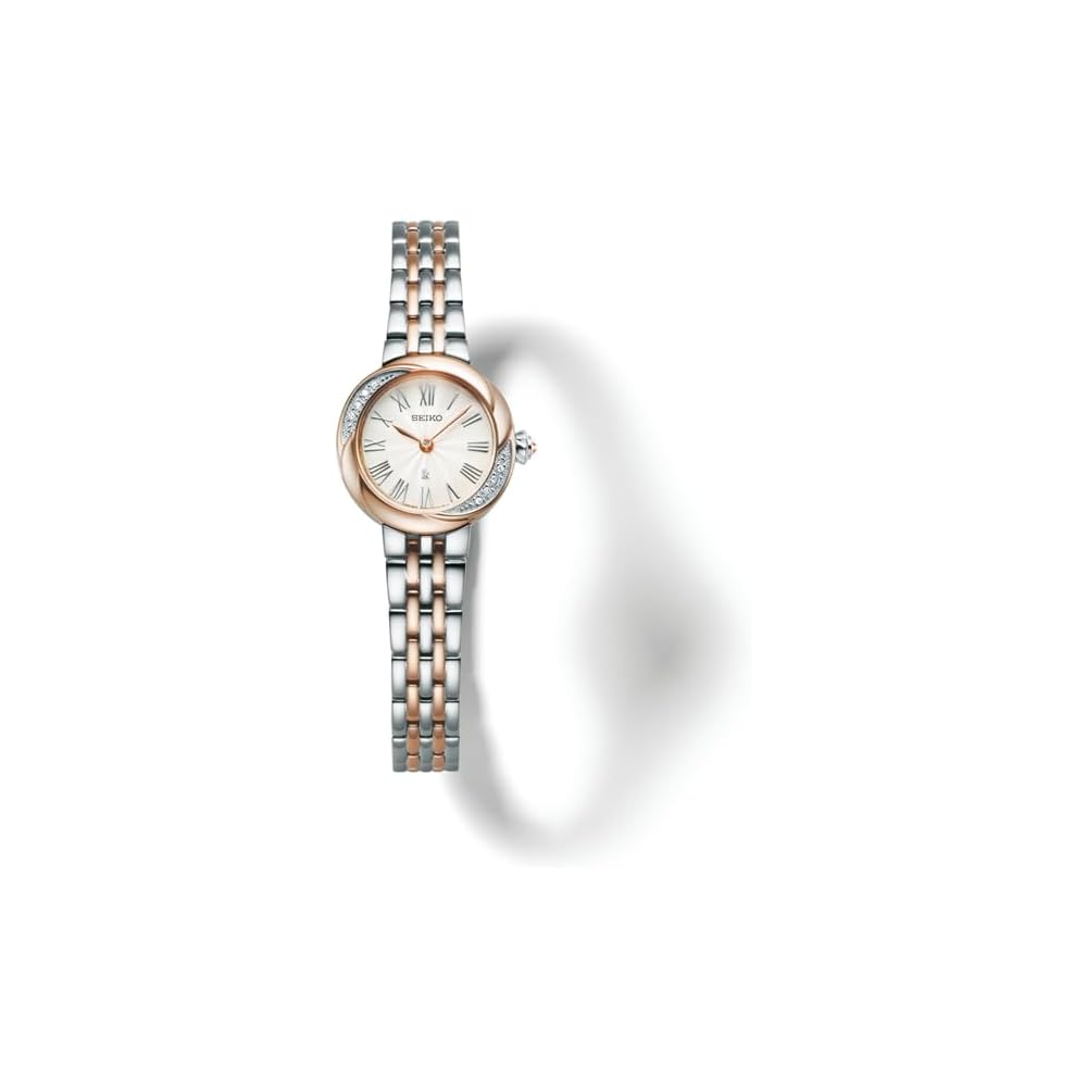 Seiko Lukia SSWA002 Women's Quartz Watch Lab-Grown Diamond Case Crystal Glass Silver & Silky Pink Off-White Dial Stainless Steel