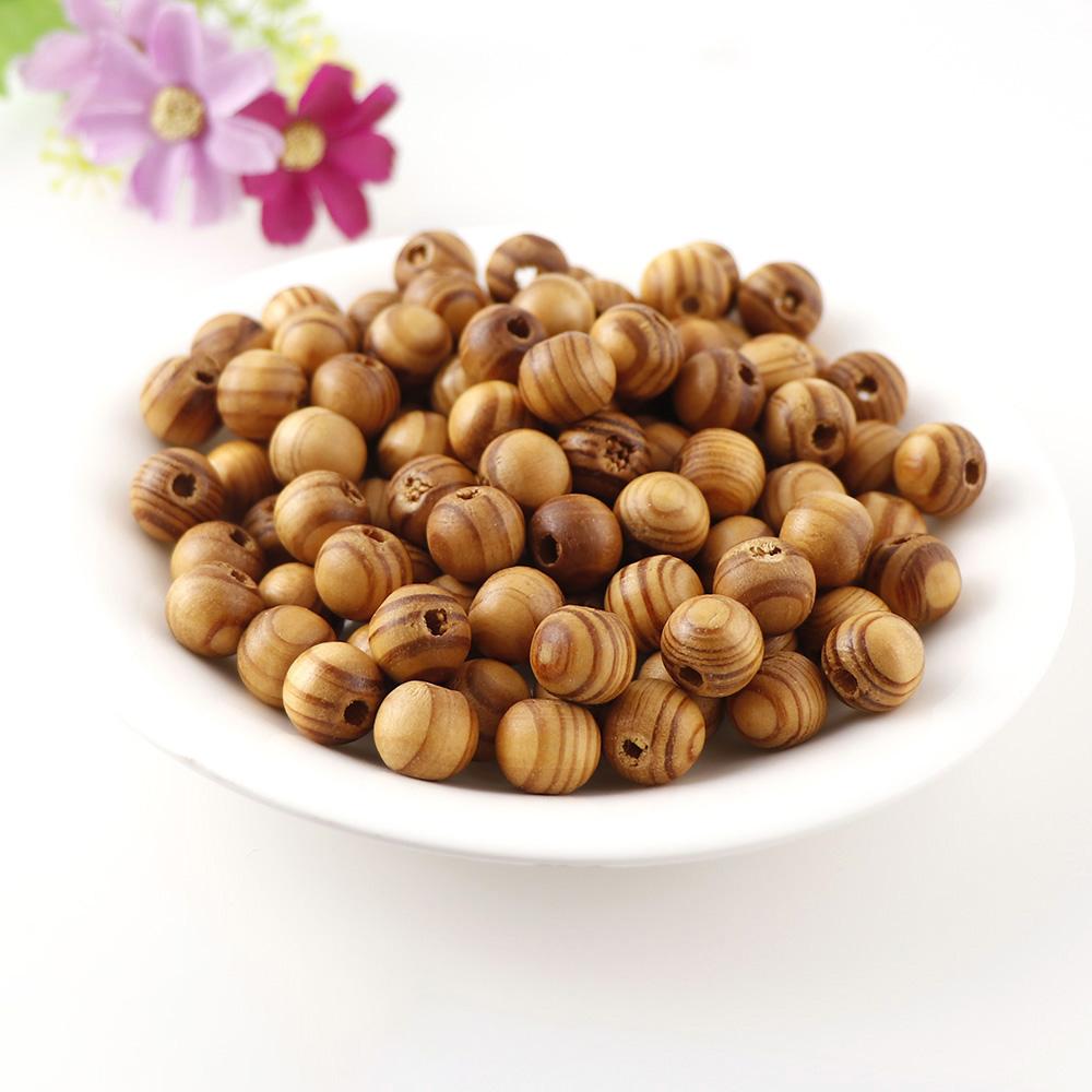 Brown Stripe Pine Wood Beads With Hole Round Balls Loose Spacer Beads for Jewelry Making DIY Bracelet Accessorie