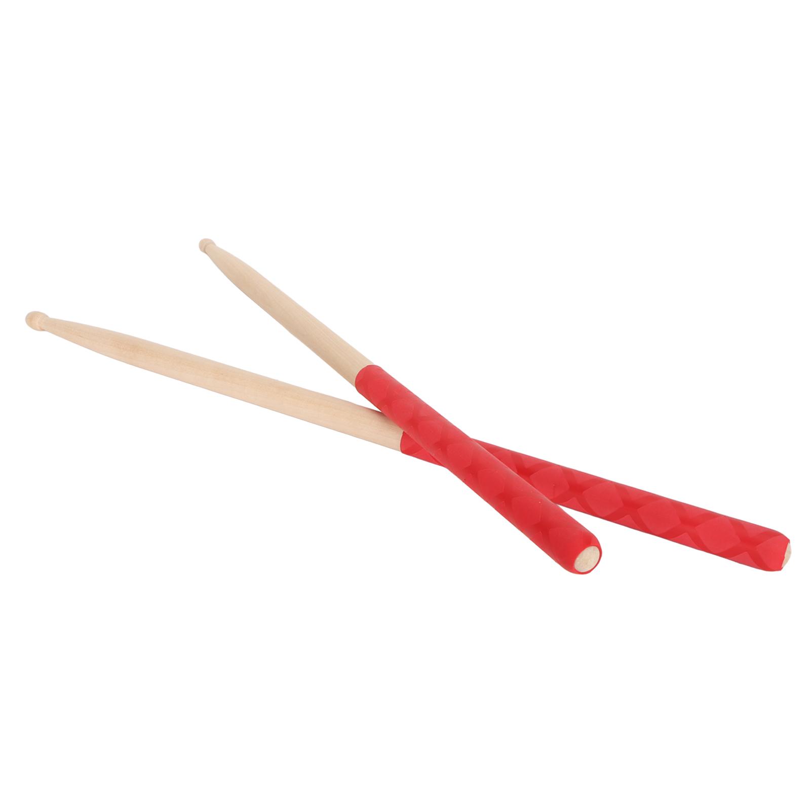 

5A Drum Sticks for Adults Kids Beginners Maple Wood Tip Drumsticks with Anti Slip Rubber Handle for Musical Instrument красный