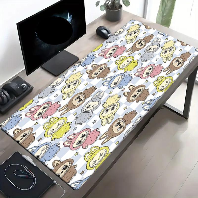 Labubu Print Mouse Pad, Anti‑Slip Desktop keyboard Mat, for PC Laptop Gaming Working Daily Use, Cool Festival Surprise Gift