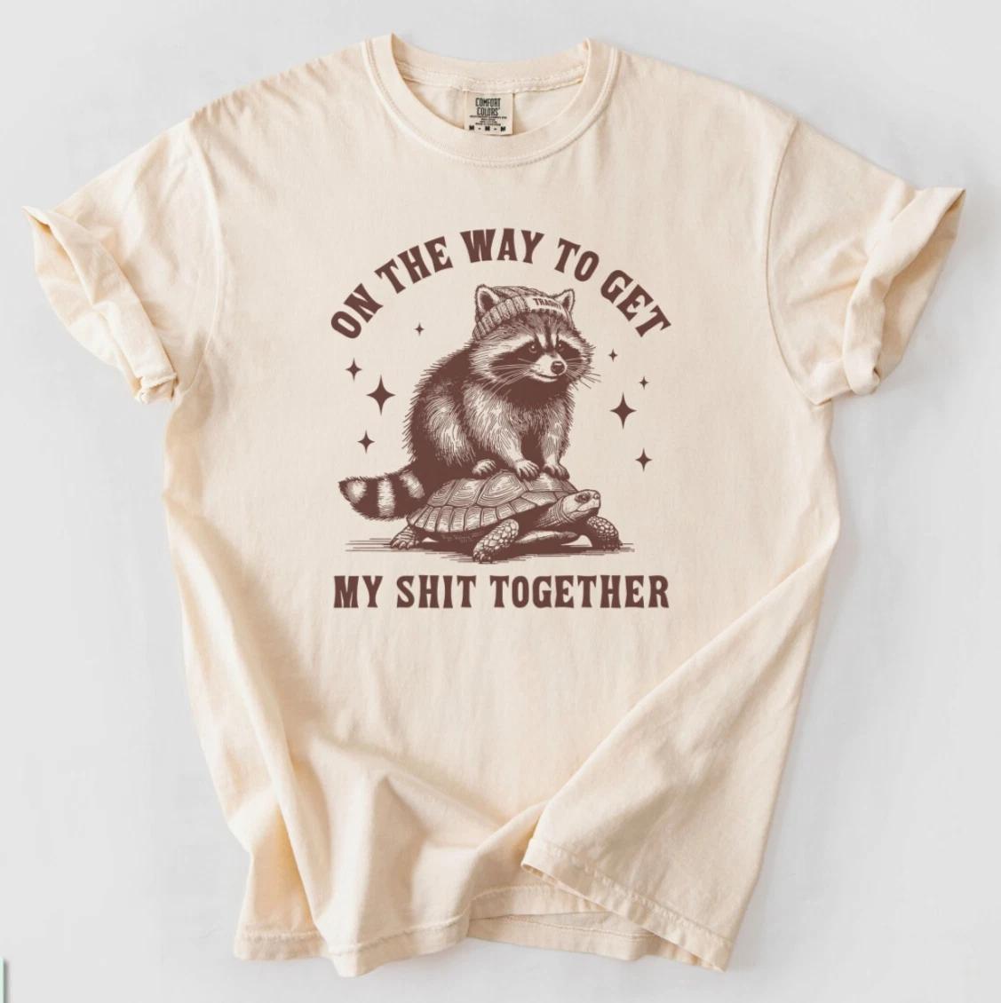 Get My Sh*t Together,funny retro raccoon ride turtle,Comfort Colors® Shirt,CE179 M
