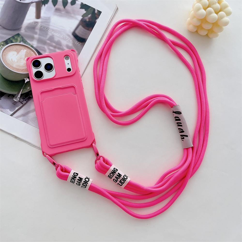 Wallet Crossbody Phone Case for IPhone 17 Air 16 15 14 13 12 11 Pro Max X XS XR Strap Necklace Card Holder Soft Silicone Cover