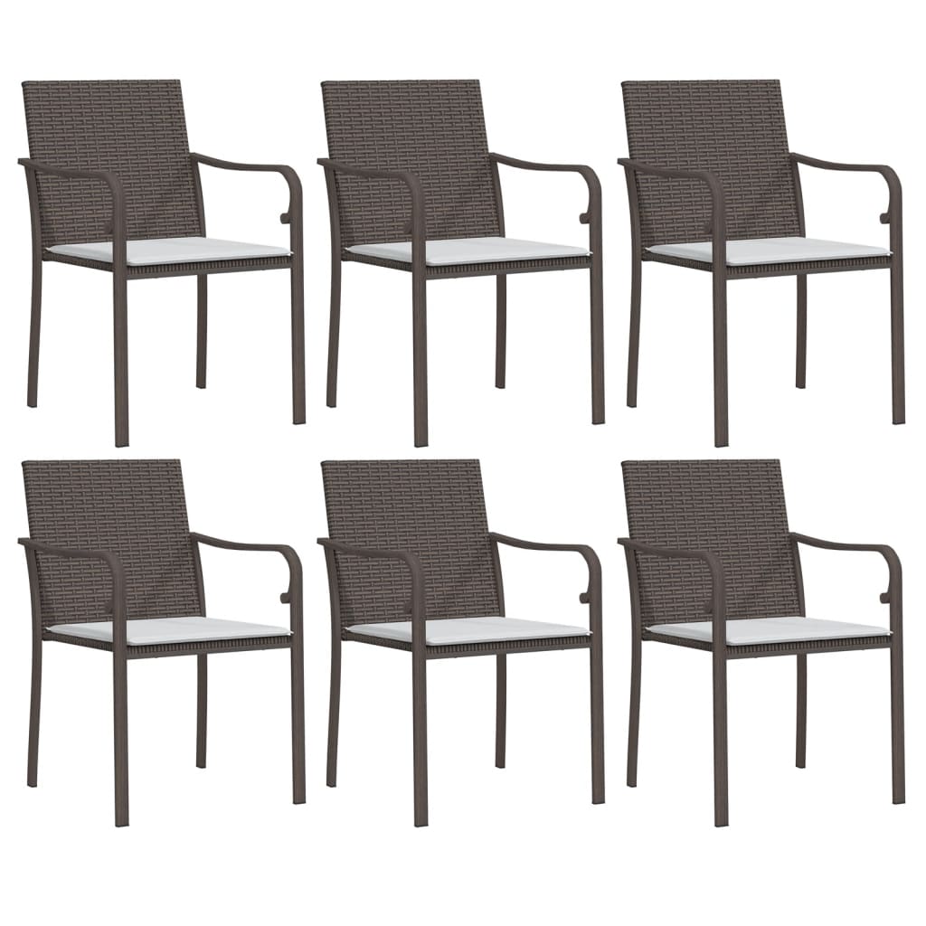 Vidaxl 7-Cz. Set di Mobili da Giardino con Cuscini, Polyrattan e Acciaio