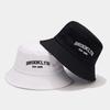 Chapeau seau unisexe double face BROOKLYN Broderie Lettres Visière réversible Casquette couple pour l'été Sports Voyage Plage Protection solaire