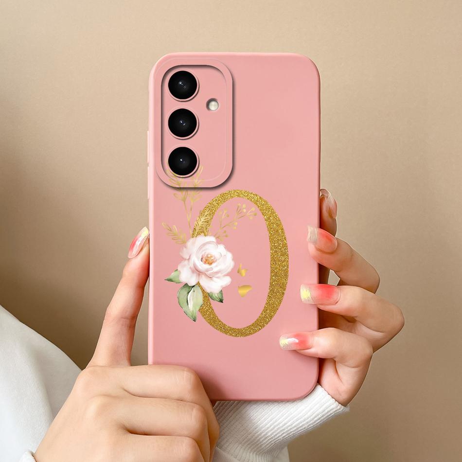 For Samsung Galaxy S25 Plus FE Case For Samsung S25 Ultra Rose Letter Back Cover Soft Liquid Silicone Anti Drop Phone Protectors