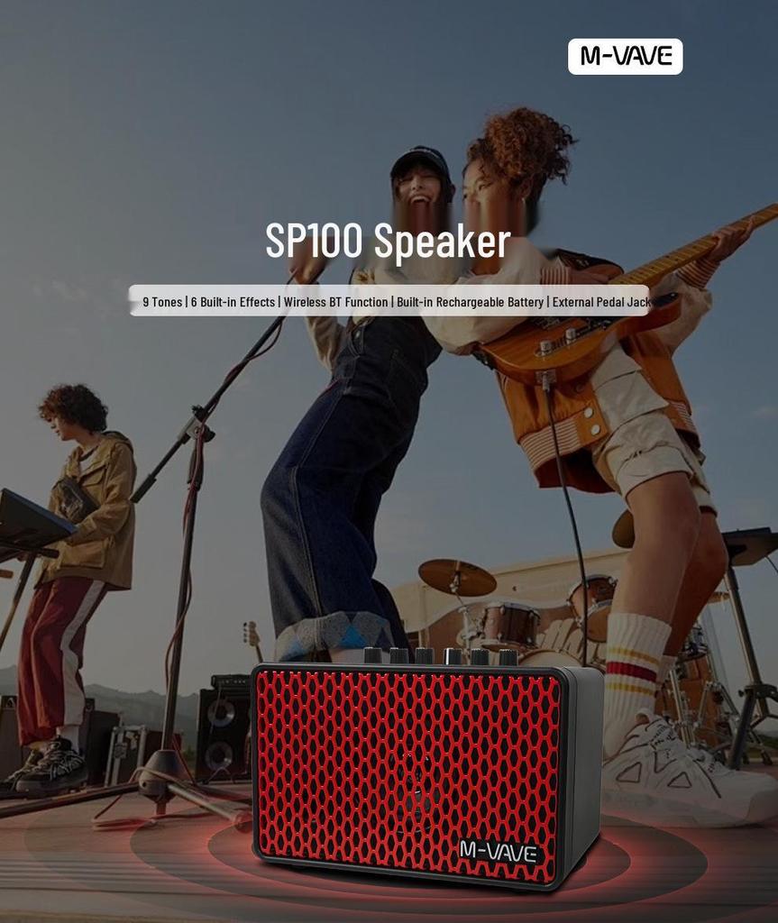 M-VAVE SP100 10W Electric Guitar Amp with Built-in Head & Cabinet Simulation for Outdoor Use