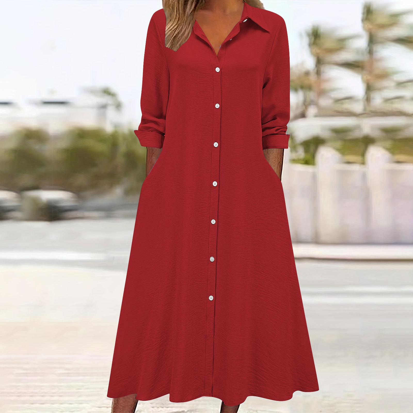 

Women s Button Shirt Long-sleeved Fashionable Dress S