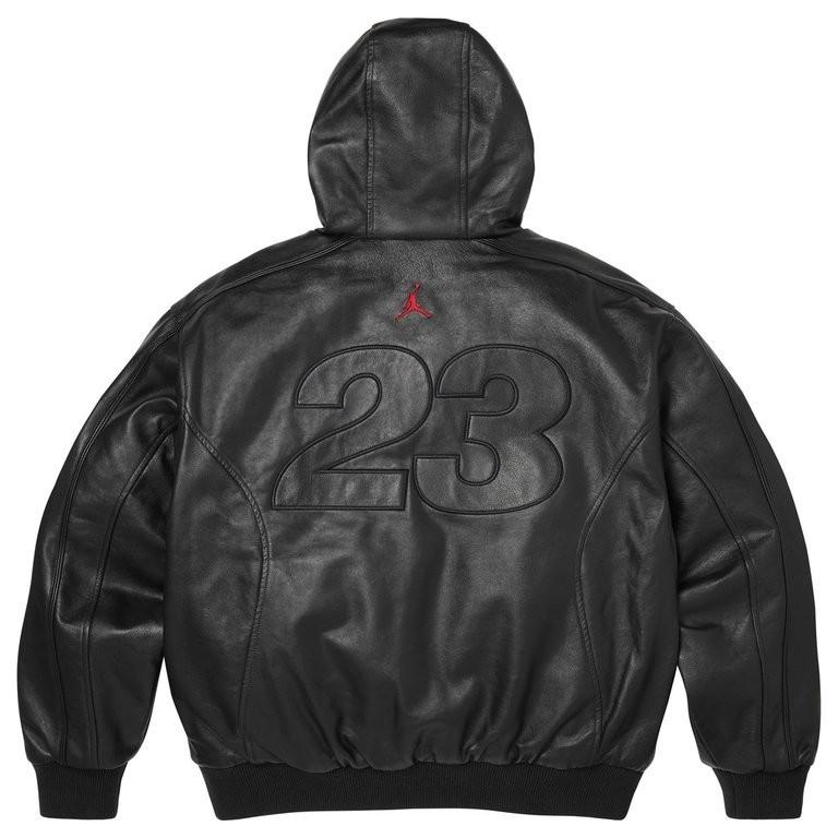 Jaqueta de Couro com Capuz Supreme x Jordan Preta