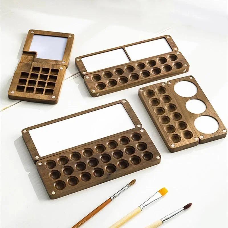 Wooden Handmade Watercolor Paint Palette Portable Empty Magnetic Suction Box For Artist Travel Sketch Painting School Supplies