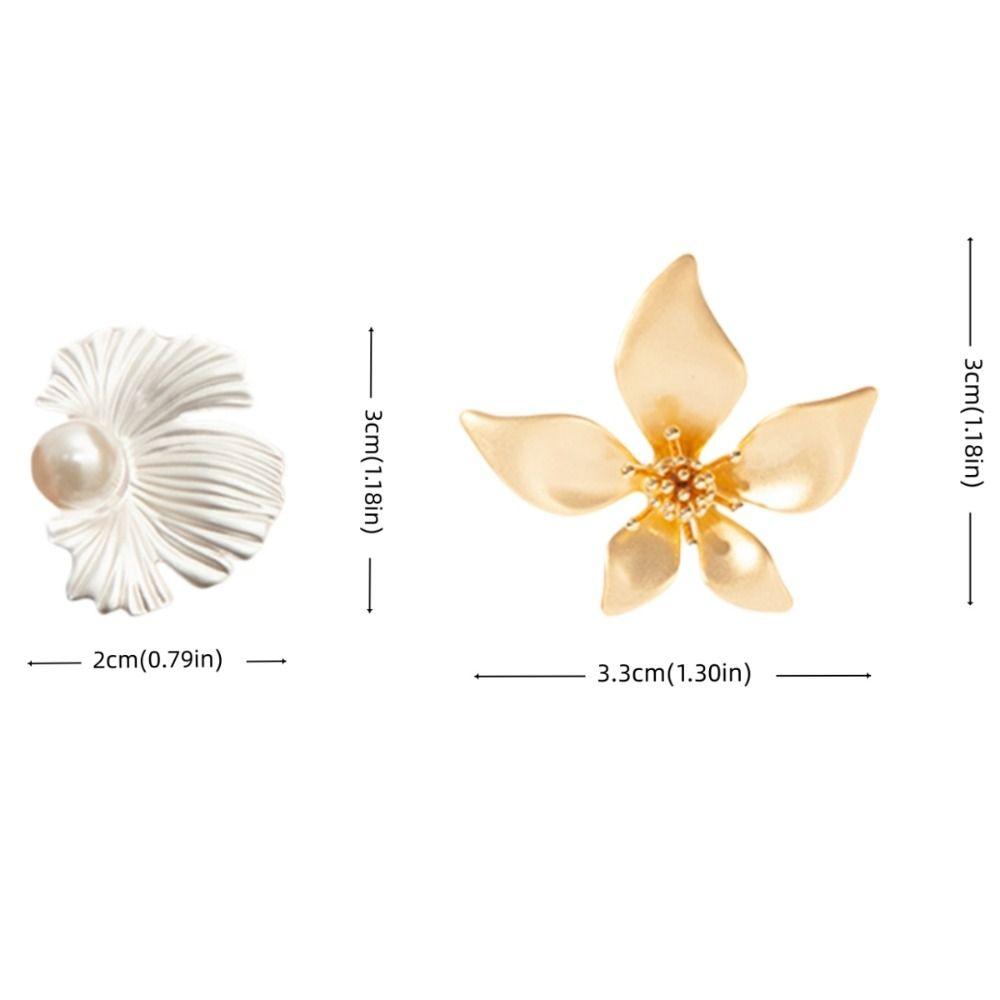 Solid Color Pearl Ear Studs Elegant Flower Earrings Jewelry Fashion Ginkgo Leaf Earrings  Gift