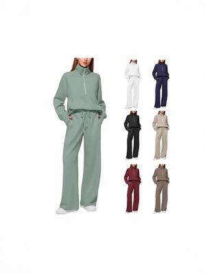 Damski Zestaw Oversize Bluzy z Półzamkiem i Szerokich Spodni na Jesień/Zimę 2025
