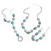 Retro Bohemian Ethnic Jewelry Set: Oval Floral Turquoise Necklace, Bracelet & Ring