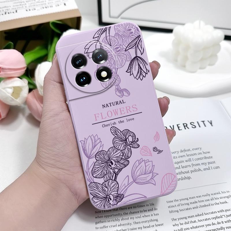 Flower Language Phone Case For Oneplus 13 13R 12 12R 11 11R 10 10R 10T 9R 9RT 9 8T 8 7 7T Pro 5G Liquid Silicone Cover