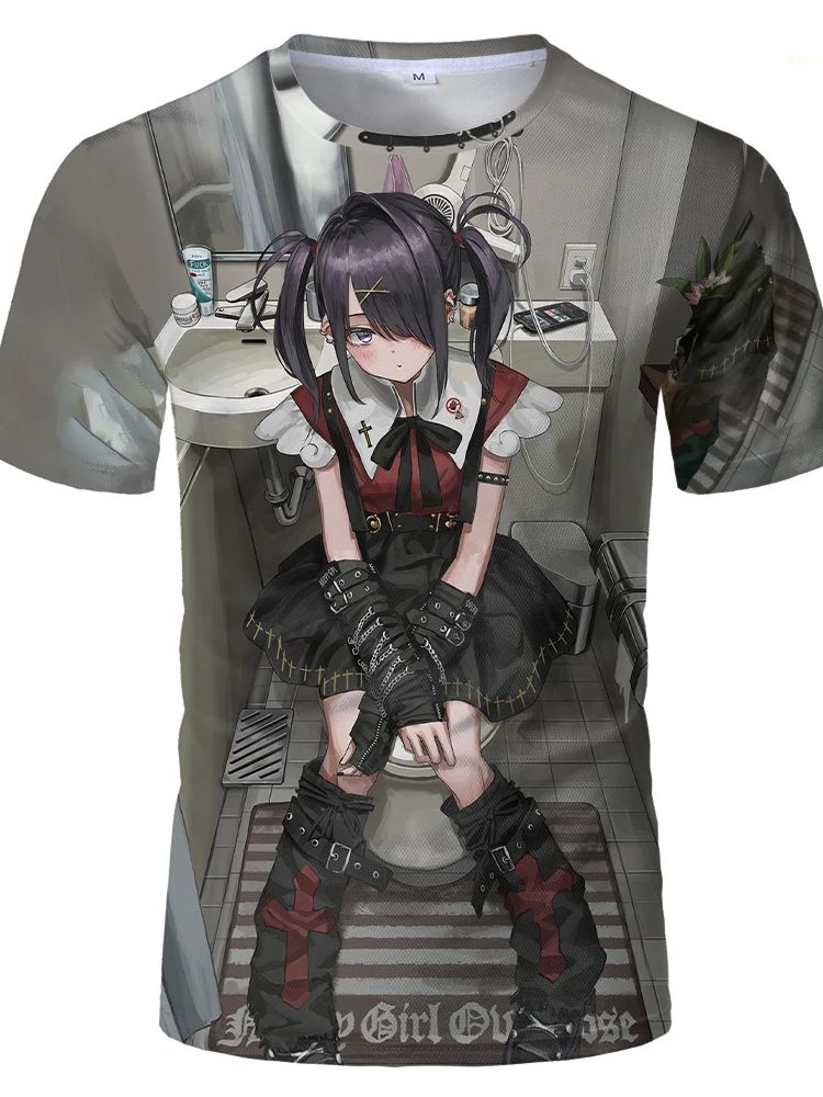 NEEDY GIRL OVERDOSE Kangel Plus Size Men's T-Shirt, Cartoon 3D Pattern T-Shirt, Men's Short-Sleeve Top, Summer Clothing