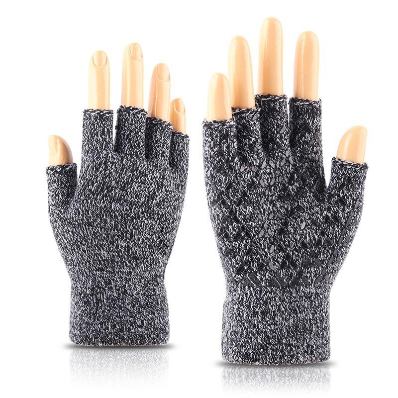 New half-finger gloves for men and women to keep warm in autumn and winter, knitted wool, half-cut leaking fingers, cold-proof, thickened and warm