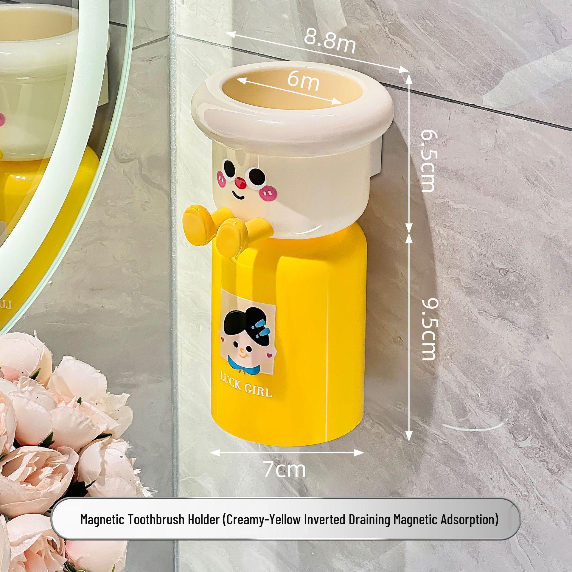 Magnetic Electric Toothbrush with Large Suction Stand & Cute Cup Holder