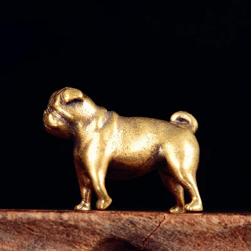 Brass French Bulldog Miniatures Ornaments Deskop Office Home Decorations Cute Zodiac Animal Dog Figurines Small Statue Souvenirs