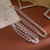 Womens Pearl Necklace Long Layered Sweater Chain Elegant Cheongsam Winter