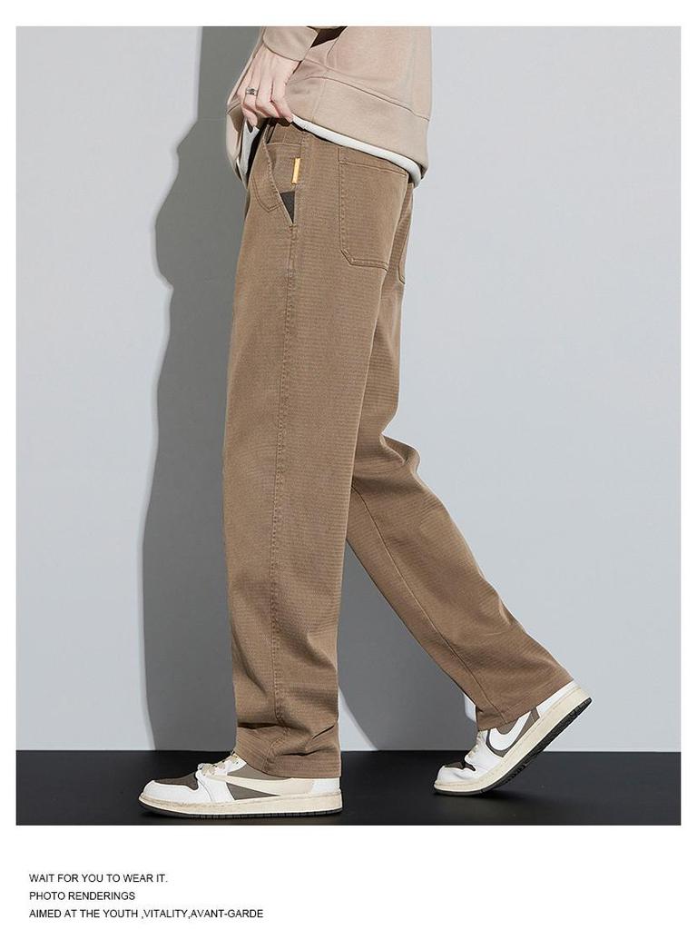 Men's Slim Fit Elastic Wide-Leg Trousers: Youthful Autumn/Winter Casuals