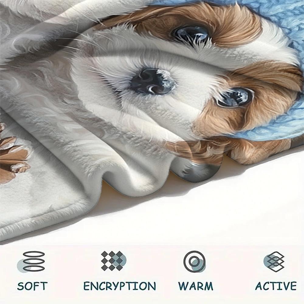 Puppy Print Flannel Blanket, High quality Comfortable for All Seasons, Home Decor, Warmth and Comfort, Perfect for Christmas Gifts