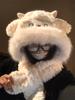 Cute Wool Plush Hat Scarf Integrated for Women Korean Version In Autumn and Winter Thickened Cold and Warm Student Ear Protection Hat Trend