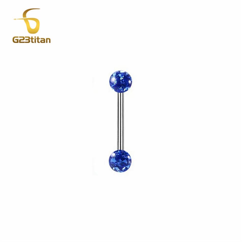 Waterproof Crystal Resin Ball Tongue Rings Nipple Barbell Ear Cartilage Earring 14G 1.6mm 12-22mm Titanium Piercing Body Jewelry