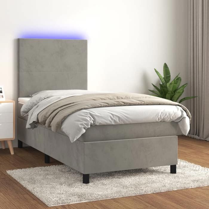 VidaXL Sommier à Lattes de Lit avec Matelas et LED, Lit Rembourré, Lit Simple, Lit Adulte de Chambre à Coucher Intérieur, 3135969