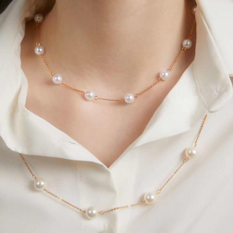 Jean Paul Clarisse Chain Pearl Necklace BLSN009