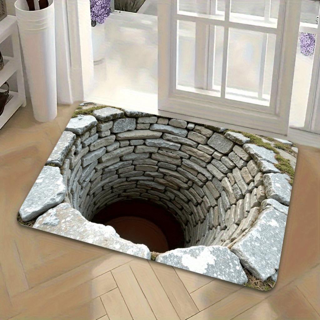 Endless Abyss 3D Printed Anti Slip Mat, Imitation Stone Texture, Lightweight and Foldable Indoor and Outdoor Bathroom, Kitchen, Living Room Floor Mat