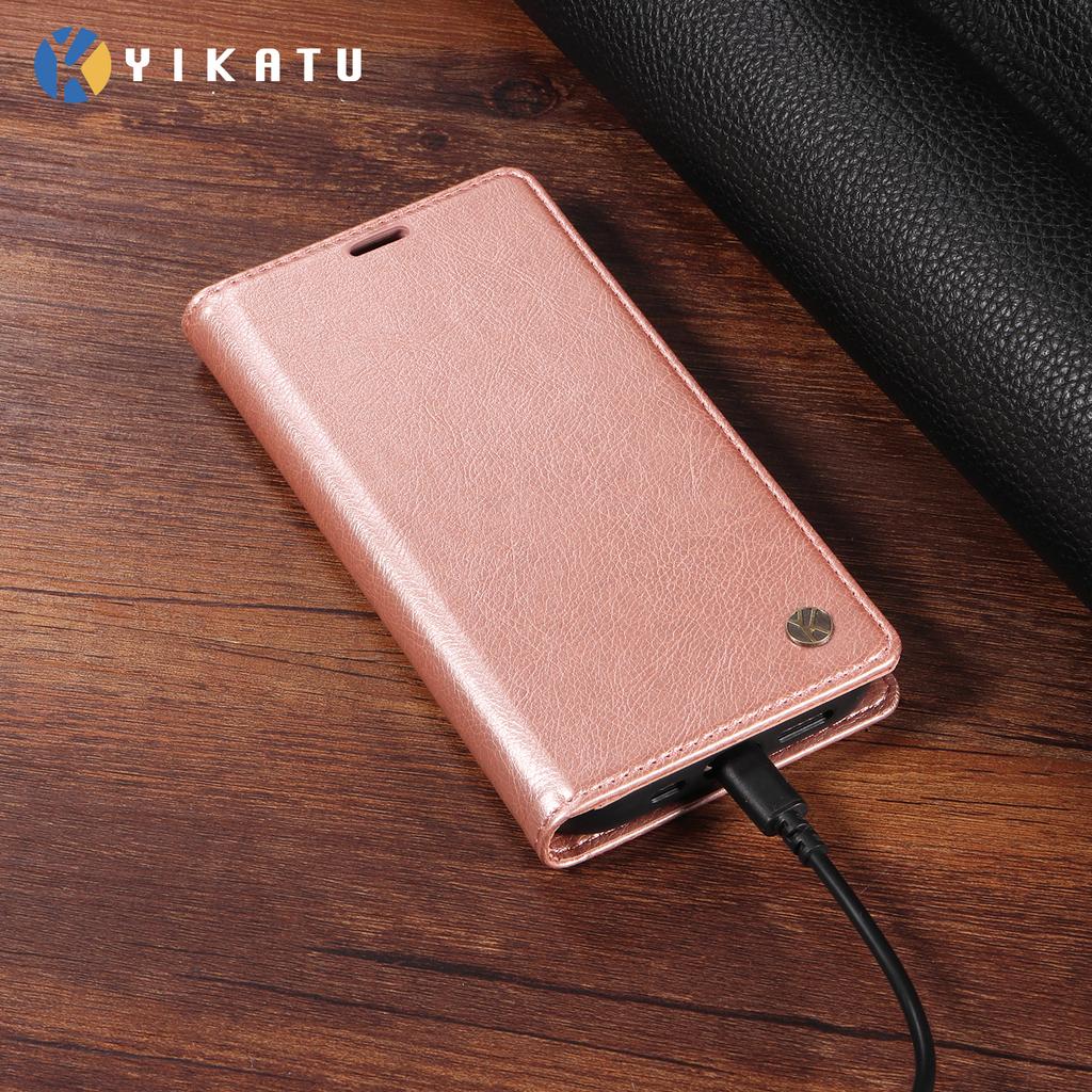 For Xiaomi 15T Pro Wallet Case YIKATU YK-006 Magnetic Closure Leather Phone Cover Litchi Texture