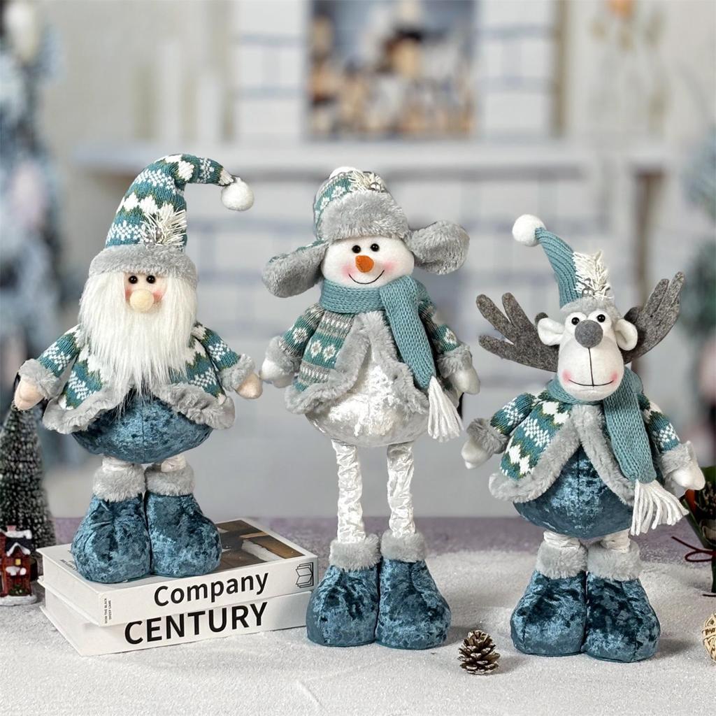 Retractable Blue Santa Claus, Snowman & Elk Christmas Ornaments