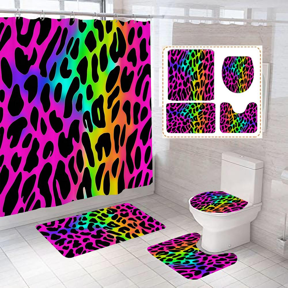 

Nordic Cosmetic Flowers Art Fashion Girl Perfume Bottle Printed Shower Curtain With Hooks Non Slip Mat Rug Bathroom Set Decor W60H190(CM)-1 Pcs