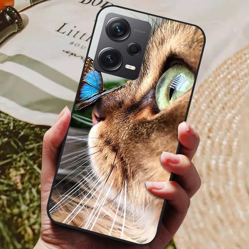 For Redmi Note 12 Pro 5G Case Note12 Covers Soft TPU Black Silicone Cover for Xiaomi Redmi Note 12 Pro+ 5G Plus Cartoon Painted
