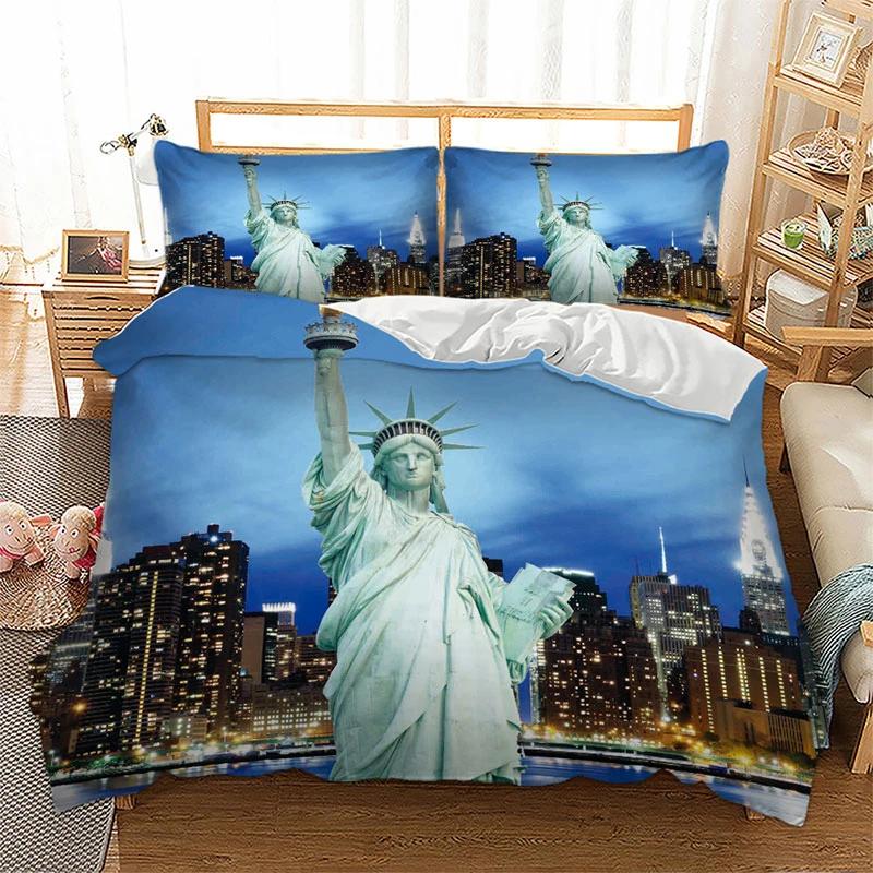 Novelty Gift Paris Tower Red Car Print Polyester Bedding Set Romantic London City Quilt Duvet Cover+Pillowcase 2/3pcs