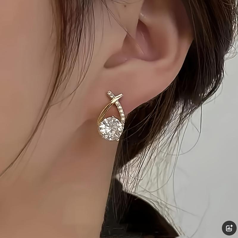 Pair Cross Shaped Stud Earrings Versatile Daily Wear Simple Elegant Cute Noble Ear Accessories Suitable for Daily Commuting