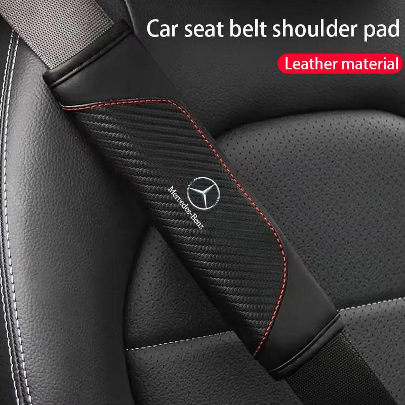 UMEG7 2pcs Car Seat Belt Shoulder Pad PU Leather Decoration for Mercedes Benz CLA CLE GLC GLK ML W222 W210 W211 W124 W176 W203 W204
